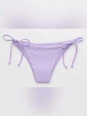 NWT Aerie Shimmery Crinkle Cheekiest Tie Bikini Bottom in Purple Wash - Size XL